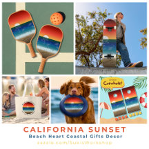 California Sunset Beach Heart Coastal Gifts Decor