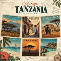 Vintage Tanzania Travel Art
