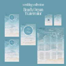 Beach, Ocean Watercolor Background Wedding
