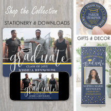 Navy Blue & Gold Modern Graduation Celebration