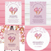 GIRL'S ICE CREAM 1ST BIRTHDAY PARTY