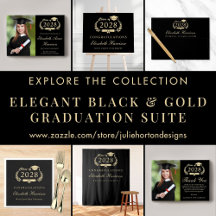 Elegant Script Black Gold College Graduation Suite