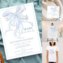 Blue Bow Elegant Girl Baby Shower