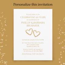 Elegant Golden 50th Wedding Anniversary Invitation