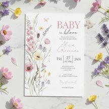 Baby in Bloom Themed Baby Shower Invitations