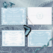 Baby blue papel picado Mexican baby boy shower