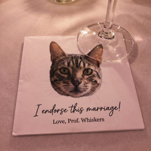 UGC Paper Cocktail Napkin: the personalized paper napkin with Prof. Whiskers's portrait