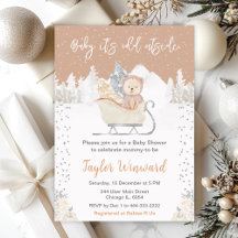 Winter Bear Brown Sleigh Baby Shower