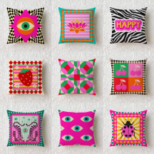 Dopamine Aesthetic Maximalist Throw Pillow Set 4