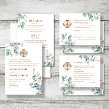 Vietnamese Chinese English Eucalyptus Wedding Set