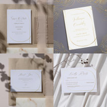 White Minimal Modern Arch Gold Foil Wedding Suite