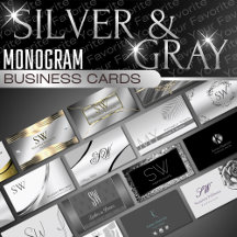 Silver Gray Monogram Business Card - Classy Luxury