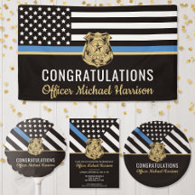 Police Blue Line Flag Graduation Party Supplies