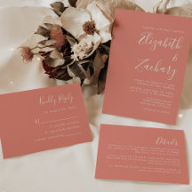 Modern Script Terracotta Wedding Suite