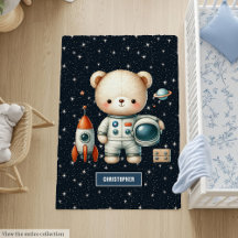 Teddy Bear Astronaut Space Baby Boy Area Rug #111B