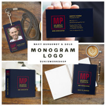 Monogram Logo - Classic Elegant Navy Burgundy Gold