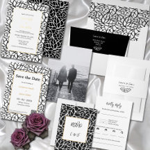 Abstract Foliage Wedding Invitation Suite
