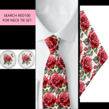 Red Roses Neck Tie Set RED100