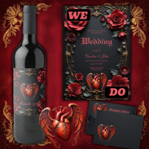 Gothic Red Heart with Roses 