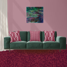 Claude Monet Art Meets Red Pillows