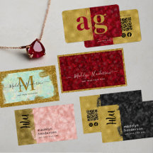 Gold Jewel-tone Gemstone Inspired Business Cards