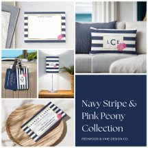 Navy Stripe & Pink Peony