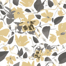 Yellow Gray Clematis Flowers Pattern