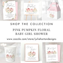 Pink Pumpkin Floral Watercolor Baby Girl Shower
