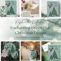 Enchanting Green Blue Christmas Soft Snowflaks