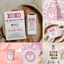 XOXO Hugs & Kisses Valentine's Day 1st Birthday 