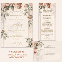 Vintage Boho Terracotta Floral Wedding Suite