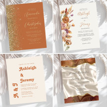Budget Burnt Orange Wedding Invitations