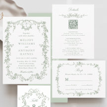 Sage Green Classic French Victorian Floral Wedding