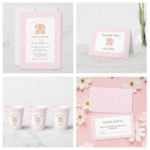 It's a Girl! Elegant Pink Bunny Rabbit Baby Shower