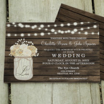 Rustic Mason Jar Daisy Barn Wood Invitations
