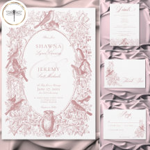 Elegant Pink Chinoiserie Nature & Birds Wedding