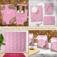 Elegant Gold Pink 50 Fabulous Birthday Collection