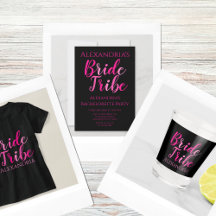 Bachelorette Party Bride Typography Hot Pink Black