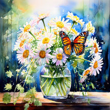 Pretty Vase of White Daisies 