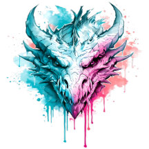 Pastel Neon Dragon Watercolor Art Collection