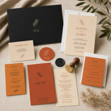 Modern Terracotta Botanical Wedding Stationery