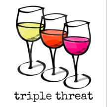 Cartoon Wine Glasses Triple Threat Wine Humor