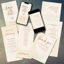 Boho Minimalist Botanical Wedding Invitations