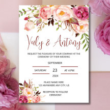 Floral watercolor roses light pink and magenta