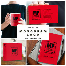 Monogram Logo - Bold Modern Red Black
