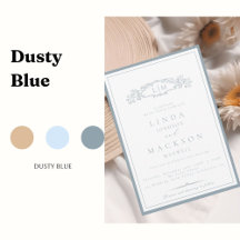 Dusty Blue Botanical crest monogram wedding