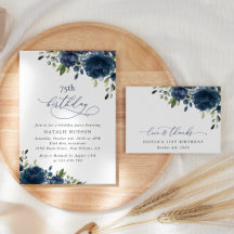 Navy Blue Flowers Birthday Collection