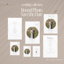 Minimalist Circle Photo Save the Date Card