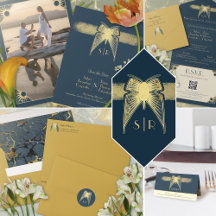 Elegant Butterfly: Antique Gold and Navy Blue