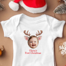 First Christmas Baby Bodysuit with Antlers